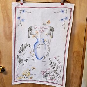 Vintage Floral Linen Tea Towel
